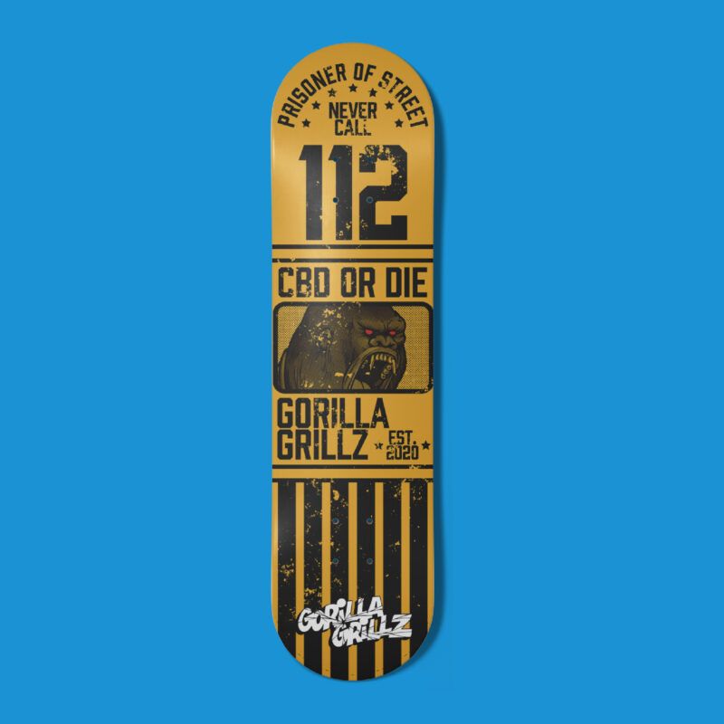 Skateboard Gorilla Grillz SK8 OR DIE