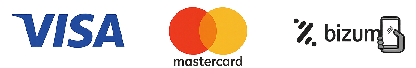 Métodos de pago disponibles: Visa, Mastercard, Bizum y más